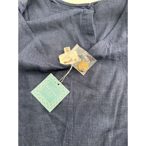 Navy Blue Hayden Sleeveless Button Front Top 3XL Womens Linen Blend Lightweight - Picture 3 of 6